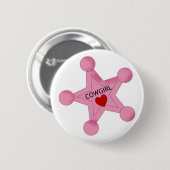 ピンクの女性のカーボーイの保安官の星ボタン 缶バッジ (正面&裏面)