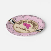ピンクの女性のカーボーイの誕生日、カスタマイズ可能なプレート ペーパープレート (アングル)