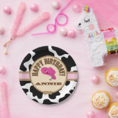 ピンクの女性のカーボーイの誕生日、カスタマイズ可能なプレート ペーパープレート (パーティー)