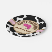 ピンクの女性のカーボーイの誕生日、カスタマイズ可能なプレート ペーパープレート (アングル)