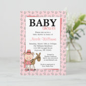 ピンクの女性のカーボーイの蹄鉄のベビーシャワー招待状 招待状 (スタンド正面)