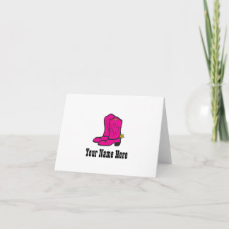 ピンクの女性のカーボーイはノートを追い出します サンキューカード