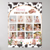 ピンクの女性のカーボーイウェスタンの一年目のフォトマイルストーン ポスター (正面)