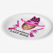 ピンクの女性のカーボーイカスタム写真 ペーパープレート (アングル)