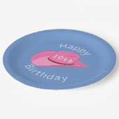 ピンクの女性のカーボーイハット誕生日 ペーパープレート (アングル)