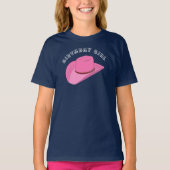 ピンクの女性のカーボーイハット誕生日 Tシャツ (正面)