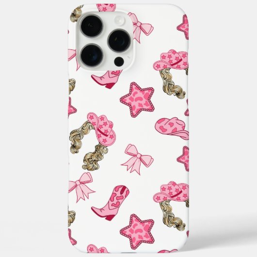 ピンクの女性のカーボーイパターン Case-Mate iPhoneケース (裏面)