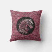 ピンクの女性のカーボーイフローラツール革の馬頭 クッション (裏面)