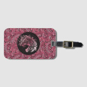 ピンクの女性のカーボーイフローラツール革の馬頭 ラゲッジタグ (正面横)