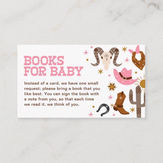 ピンクの女性のカーボーイブックスベビーウエスタンロデオシャワー エンクロージャーカード (正面)