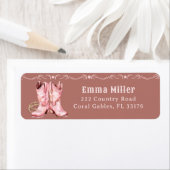 ピンクの女性のカーボーイブーツウェスタンベビーシャワーリターン ラベル (インサイチュ)