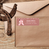 ピンクの女性のカーボーイブーツウェスタンベビーシャワーリターン ラベル