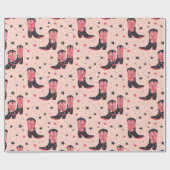 ピンクの女性のカーボーイブーツ ラッピングペーパー (フラット)