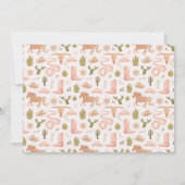 ピンクの女性のカーボーイベビー写真誕生のお知らせ 案内状 (裏面)