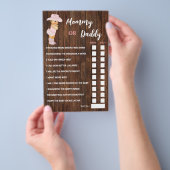 ピンクの女性のカーボーイママまたはパパが赤ちゃんシャワーのゲームカードを言った チラシ (ハンドル)