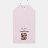 ピンクの女性のカーボーイレーザークリスマス ギフトタグ (裏面)