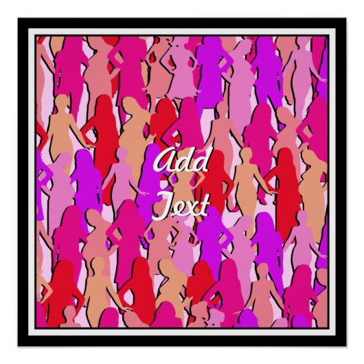 ピンクの女性のシルエット ポスター (正面)