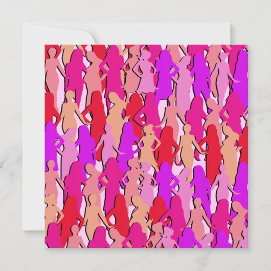 ピンクの女性のシルエット 招待状 (正面)