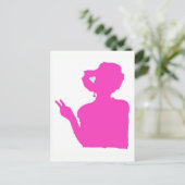 ピンクの女性はがき ポストカード (スタンド正面)