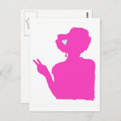 ピンクの女性はがき ポストカード (正面/裏面)