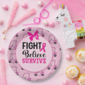 ピンクの女性ゴルファーとの乳がん認識度 ペーパープレート (パーティー)