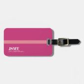 ピンクの女性シンプルモノグラム ラゲッジタグ (正面横)