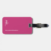 ピンクの女性シンプルモノグラム ラゲッジタグ (裏面横)