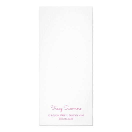 ピンクの女性ラインスケッチ美しいビジネスメニュー ラックカード (裏面)