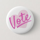 ピンクの女性投票 缶バッジ (正面)
