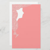 ピンクの女性 便箋 (正面/裏面)