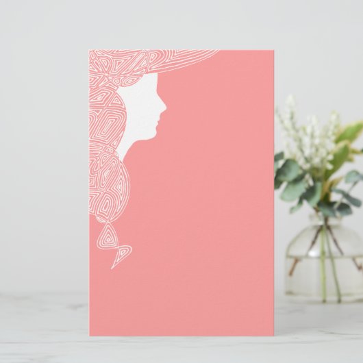 ピンクの女性 便箋 (スタンド正面)