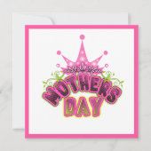 ピンクの女王のクラウンハッピー マザーズデー カード (正面)