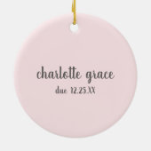 ピンクの妊娠が超音波写真クリスマスを明らかにする セラミックオーナメント (裏面)