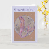 ピンクの妊娠メルメイドおめでとう新しい母 カード (黄色い花)
