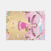 ピンクの妖精とさくらんぼ フリースブランケット (正面(横))