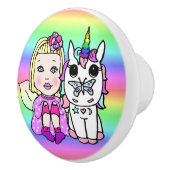 ピンクの妖精とユニコーンと星の塵の杖 セラミックノブ (右)