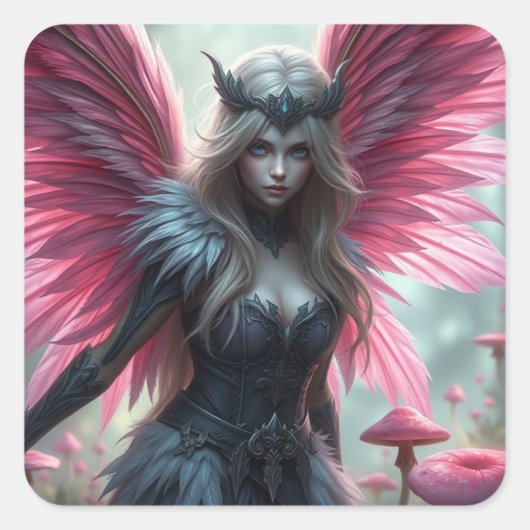 ピンクの妖精のシール スクエアシール (正面)