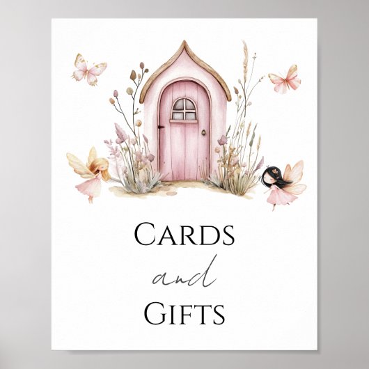 ピンクの妖精のベビーで開花シャワーカードとギフト ポスター (正面)