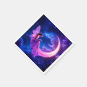 ピンクの妖精の三日月輝かわいい魔法 スタンダードカクテルナプキン (角)