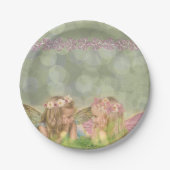 ピンクの妖精の友だちファンタジー・アート ペーパープレート (正面)