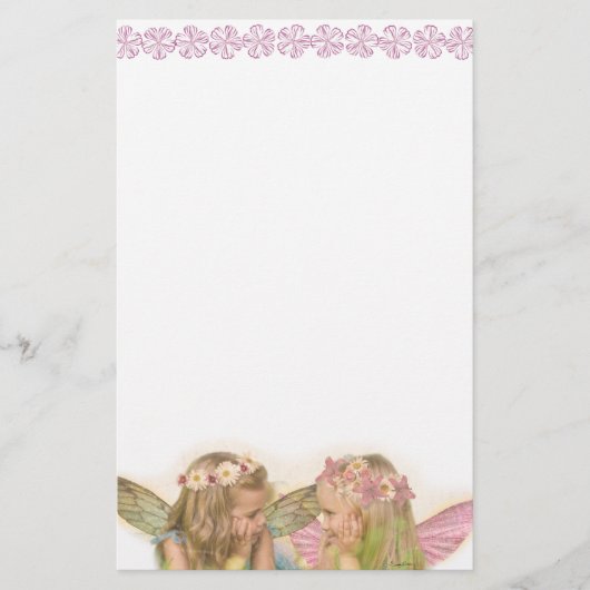 ピンクの妖精の友だちファンタジー・アート 便箋 (正面)