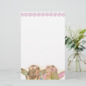 ピンクの妖精の友だちファンタジー・アート 便箋 (スタンド正面)