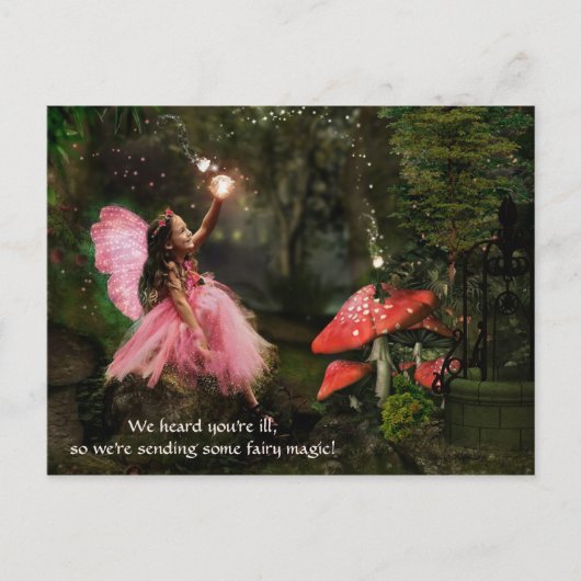 ピンクの妖精の女の子が近々葉書を取得 ポストカード (正面)