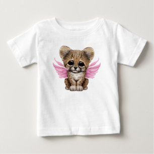 ピンクの妖精の翼を持つかわいいチータカブス ベビーTシャツ