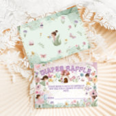 ピンクの妖精の赤ちゃん女の子シャワーフラワーオムツラッフル エンクロージャーカード