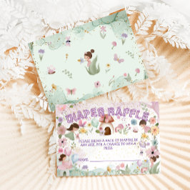 ピンクの妖精の赤ちゃん女の子シャワーフラワーオムツラッフル エンクロージャーカード