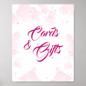 ピンクの妖精の雲と星のカード&ギフト ポスター (正面)