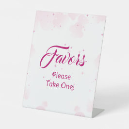 ピンクの妖精の雲と星は赤ちゃんのシャワーを好む 台座サイン