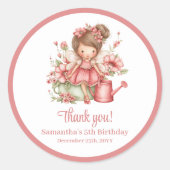 ピンクの妖精の頬紅 花 女子 誕生日  ラウンドシール (正面)