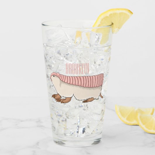 ピンクの妖精アルマジロ漫画イラストレーション タンブラーグラス (アイス裏面)